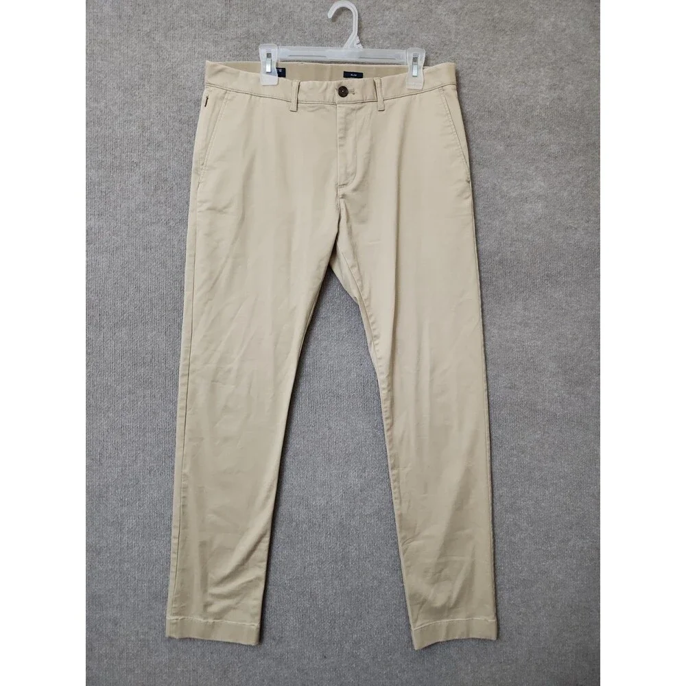 J CREW Slim-Fit TruTemp365 Chino Pants Mens 34x34 Khaki Flex Stretch